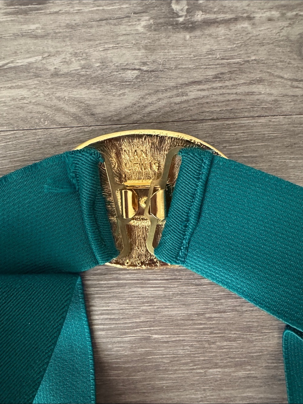 Teal Elastic Women's Belt with Multicolor Enamel Buckle - Picture 4 of 6